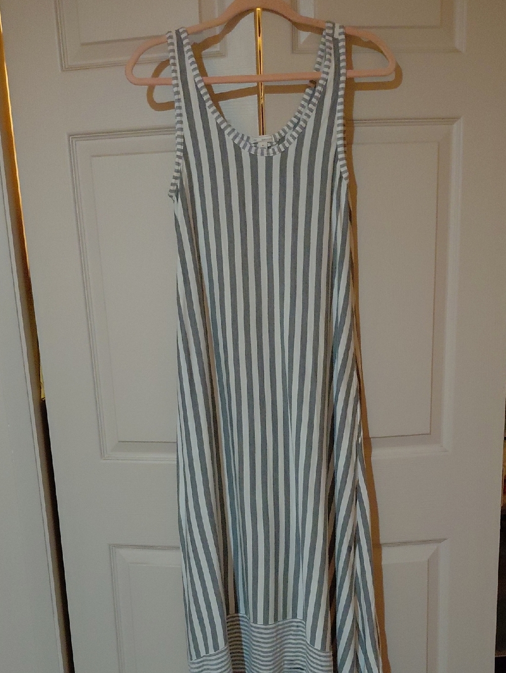 GAP Gray & White Vertical Stripe Maxi Dress